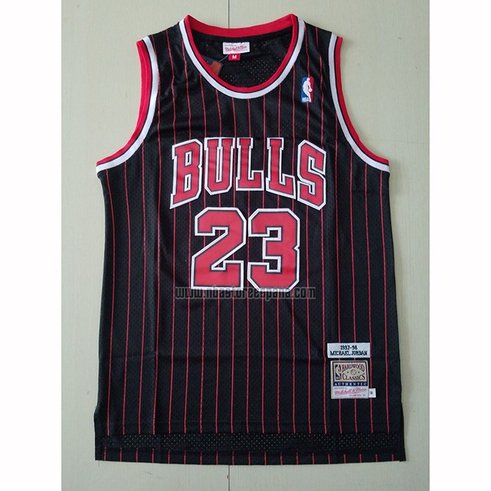 Camiseta Chicago Bulls Michael Jordan NO 23 Hardwood Classics Throwback 1997-98 Negro